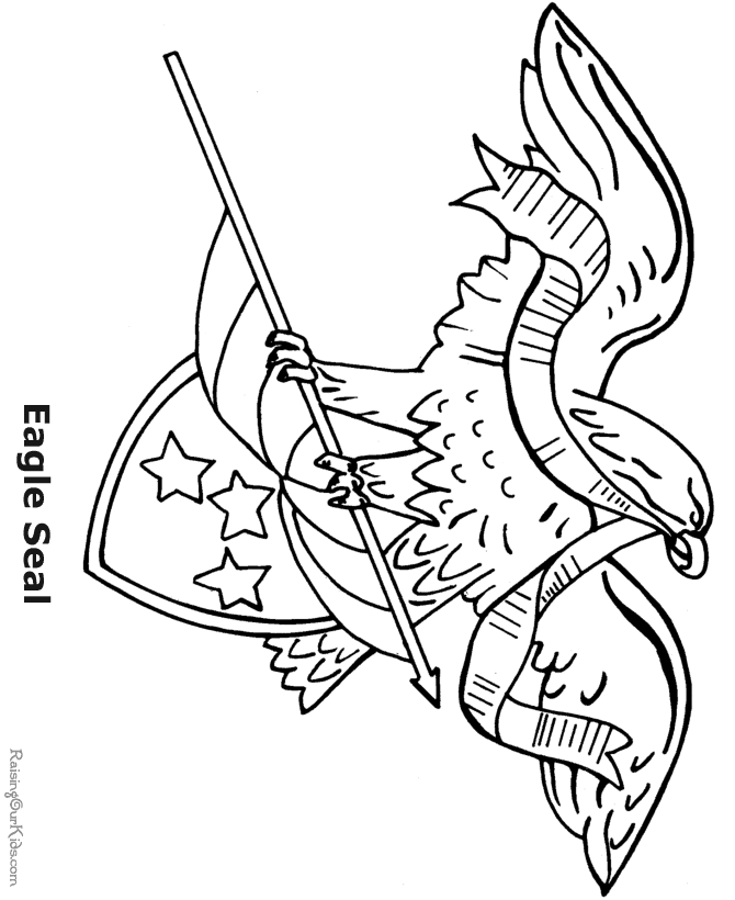Eagle holding flag drawing and coloring pages