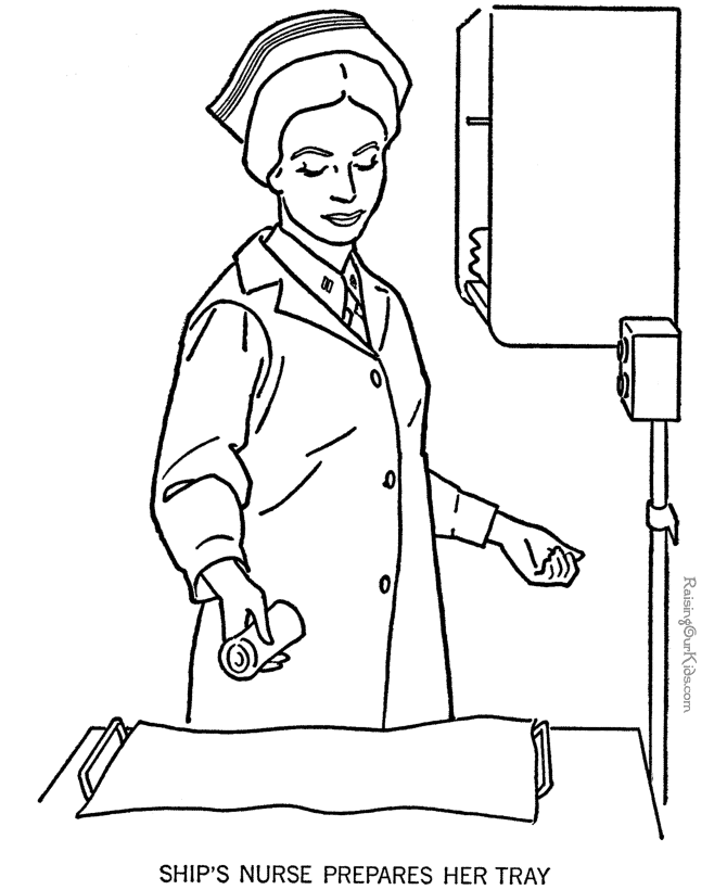 Military nurse coloring page
