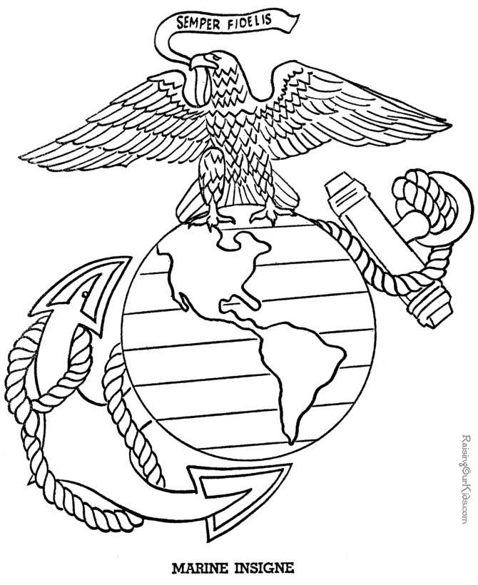 Patriotic Symbols - Marine Insigne drawing to print and color