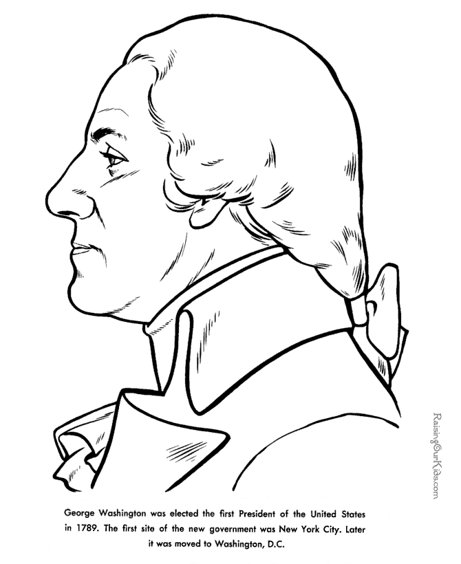 President George Washington facts and coloring picture
