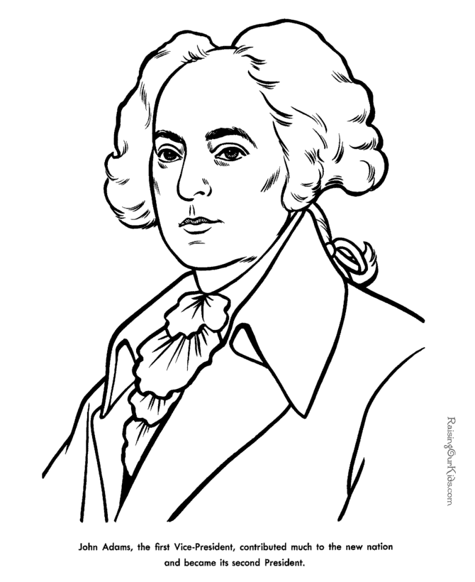 President John Adams facts and coloring picture