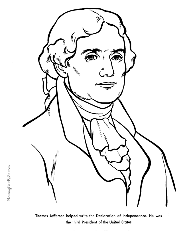 President Thomas Jefferson Biography and coloring picture