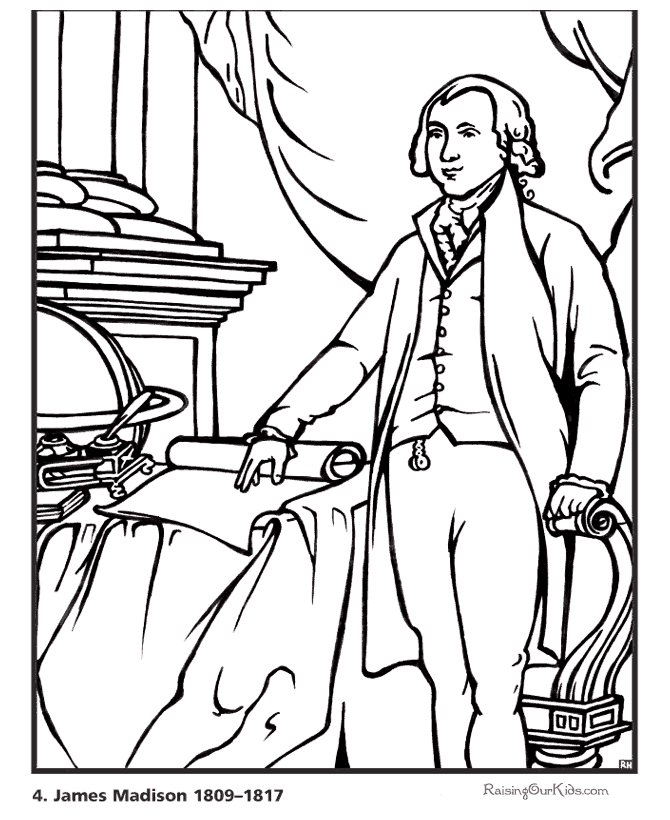 James Madison biography and coloring pictures