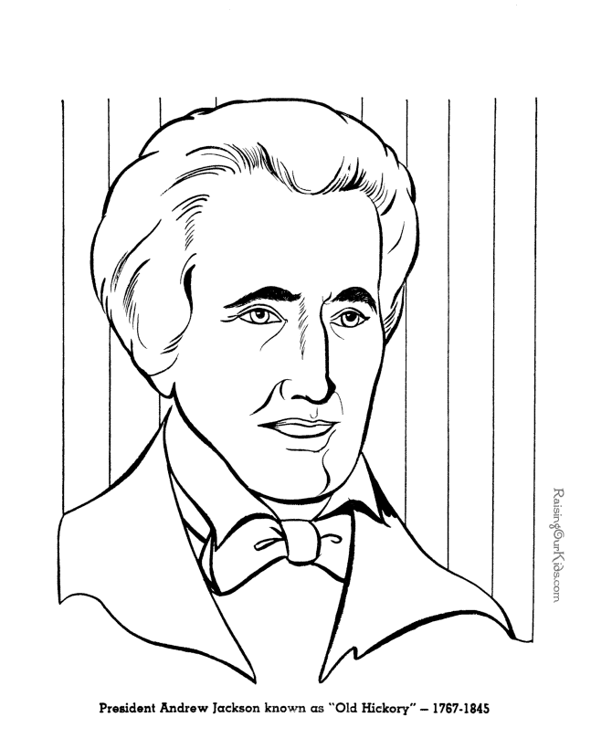 Free printable President Andrew Jackson coloring pages