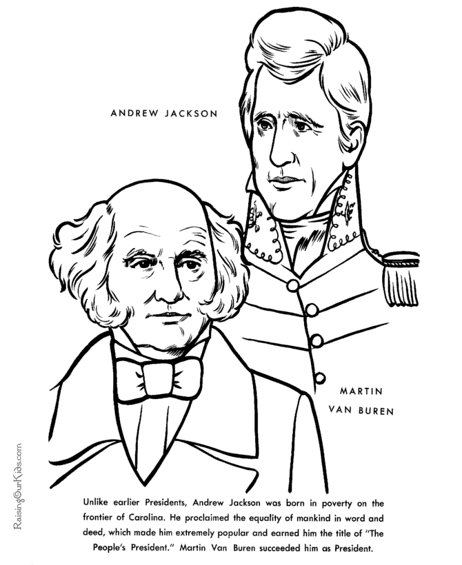 Free printable President Martin Van Buren facts and coloring picture