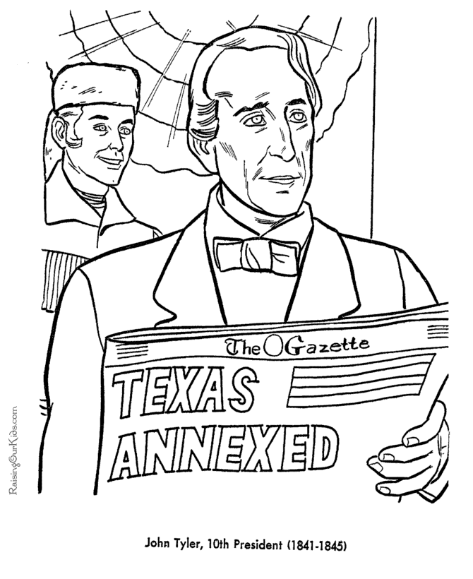 Free printable President John Tyler coloring pages