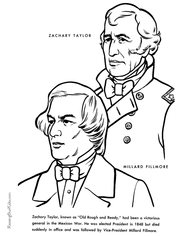 Free printable President Millard Fillmore facts and coloring picture
