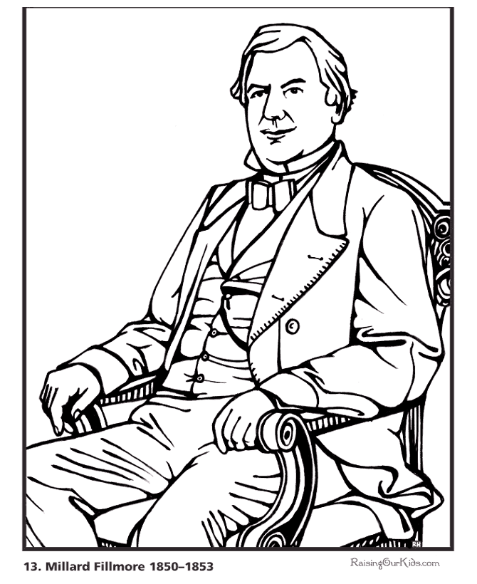 Free printable President Millard Fillmore biography and coloring picture