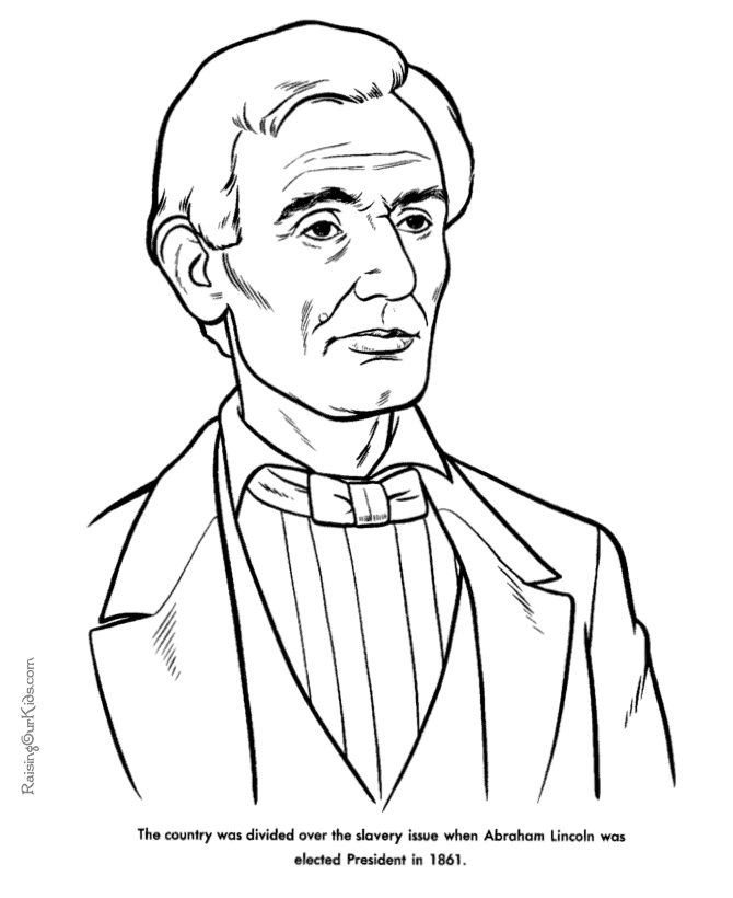 Free printable President Abraham Lincoln facts and coloring picture