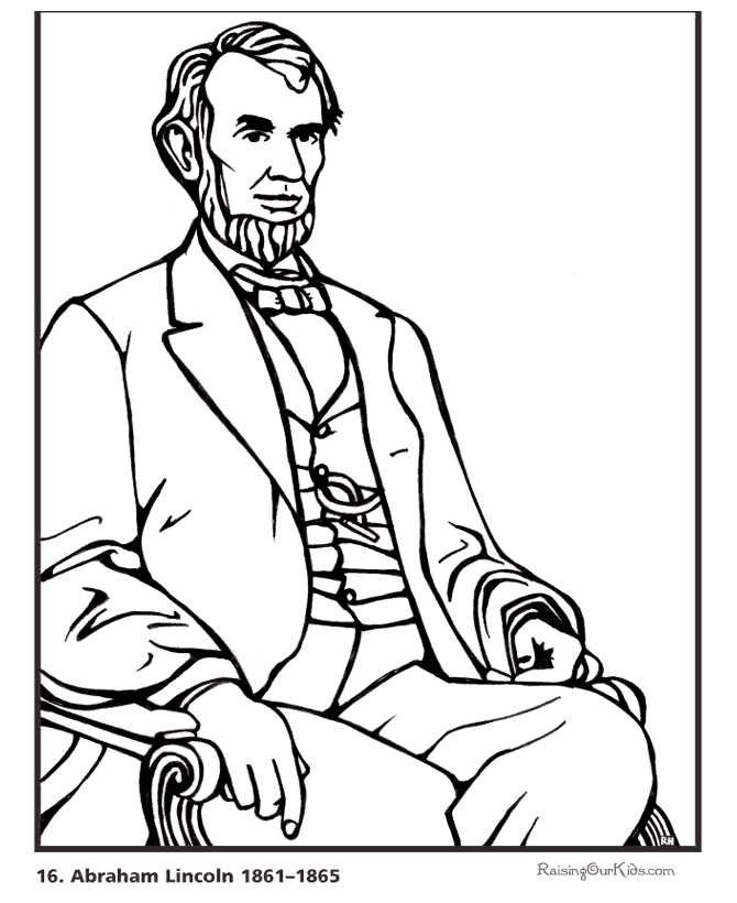 Free printable President Abraham Lincoln biography and coloring picture