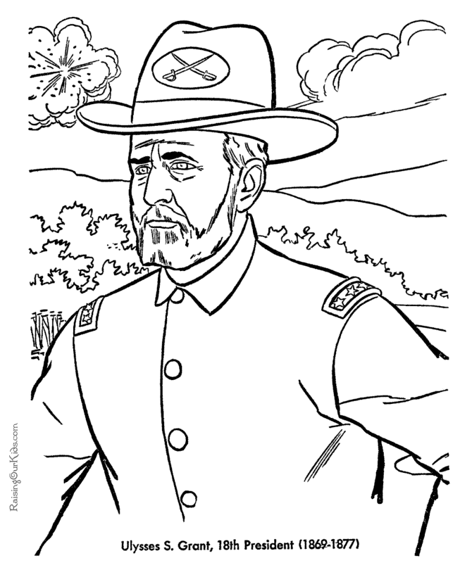 Free printable President Ulysses S. Grant coloring pages