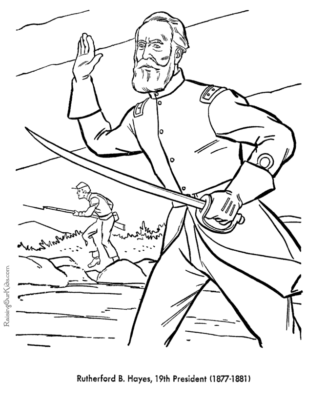Free printable President Rutherford B. Hayes coloring pages