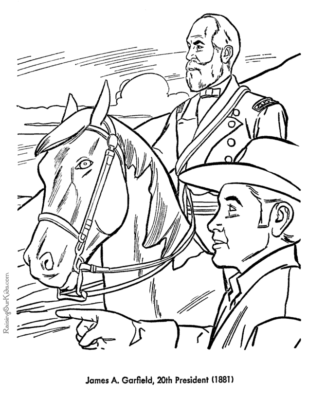 Free printable President James A. Garfield coloring pages
