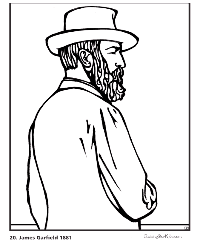 Free printable President James A. Garfield biography and coloring picture