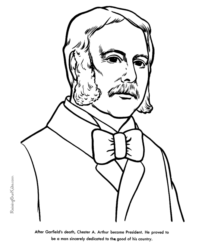 Free printable President Chester A. Arthur facts and coloring picture