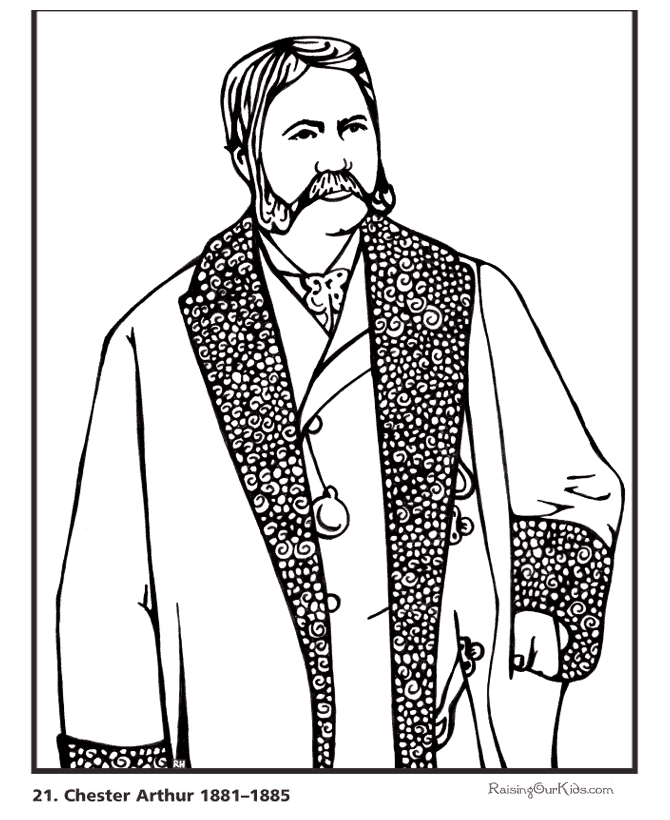 Free printable President Chester A. Arthur Biography and coloring picture