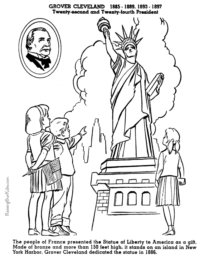 Free printable President Grover Cleveland facts and coloring picture