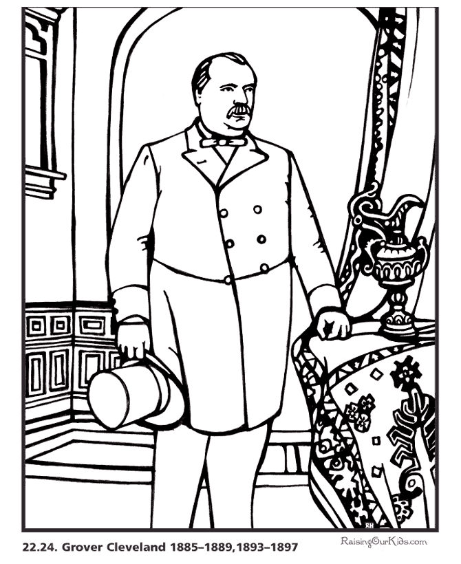Free printable President Grover Cleveland biography and coloring picture