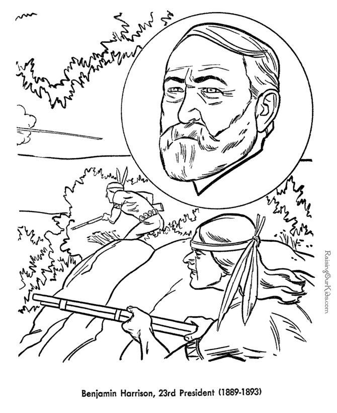 Free printable President Benjamin Harrison coloring pages