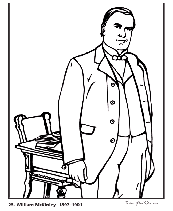 Free printable President William McKinley biography and coloring picture