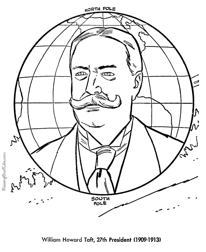 Free printable President William Howard Taft coloring pages