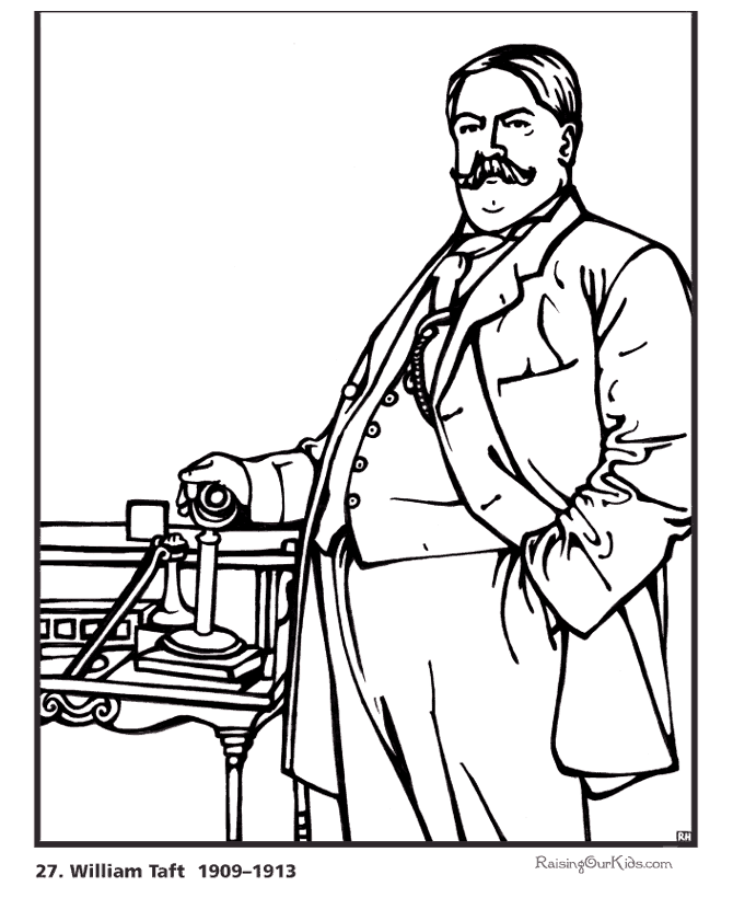 Free printable President William Howard Taft facts and coloring picture