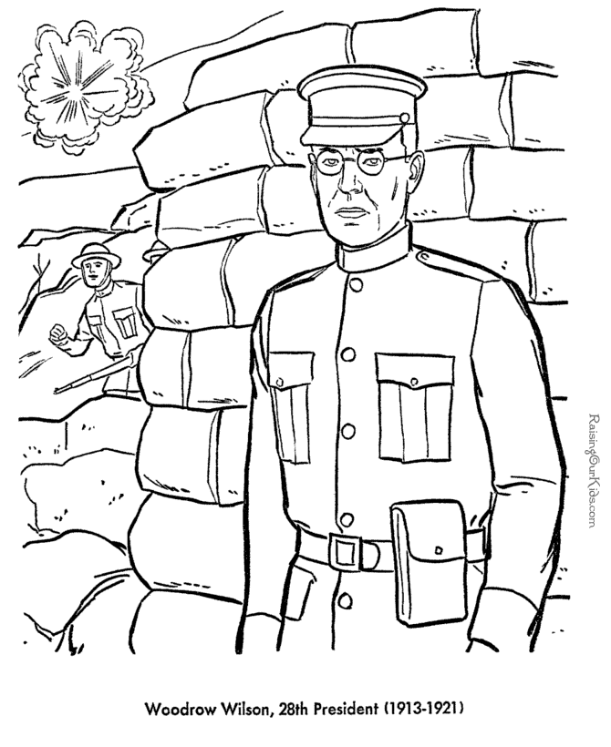 Free printable President Woodrow Wilson coloring pages