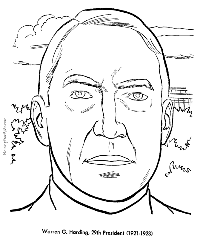 Free printable President Warren G. Harding coloring pages