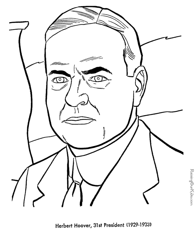 Free printable President Herbert Hoover coloring pages