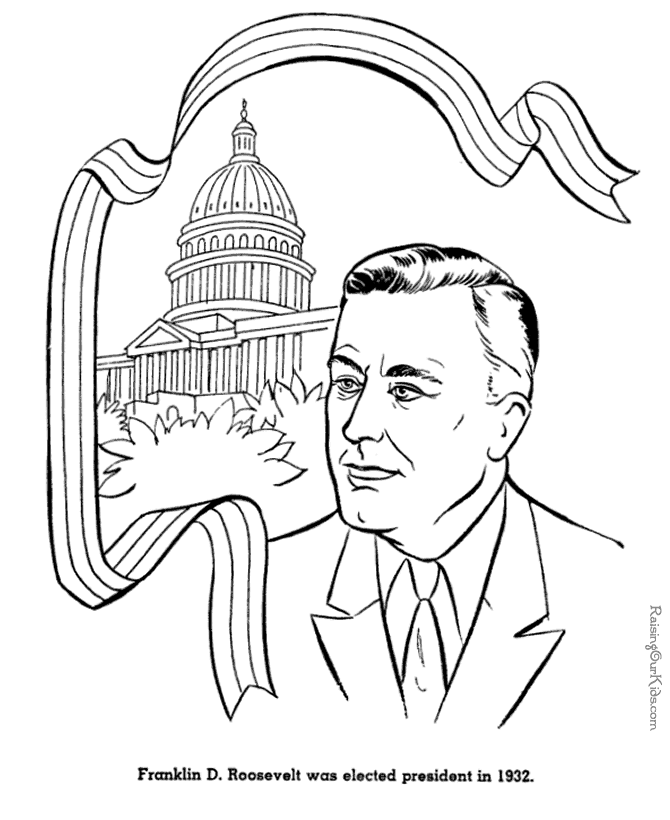 Free printable President Franklin D. Roosevelt coloring pages