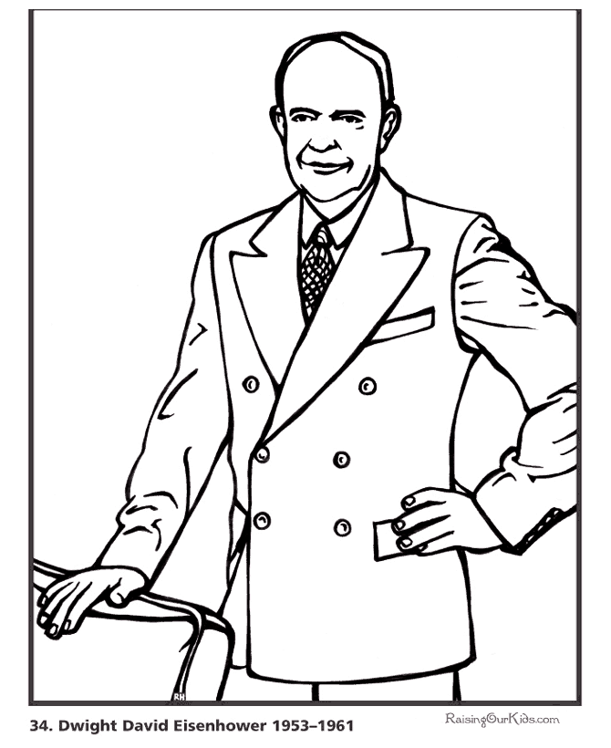 Free printable President Dwight D. Eisenhower biography and coloring picture