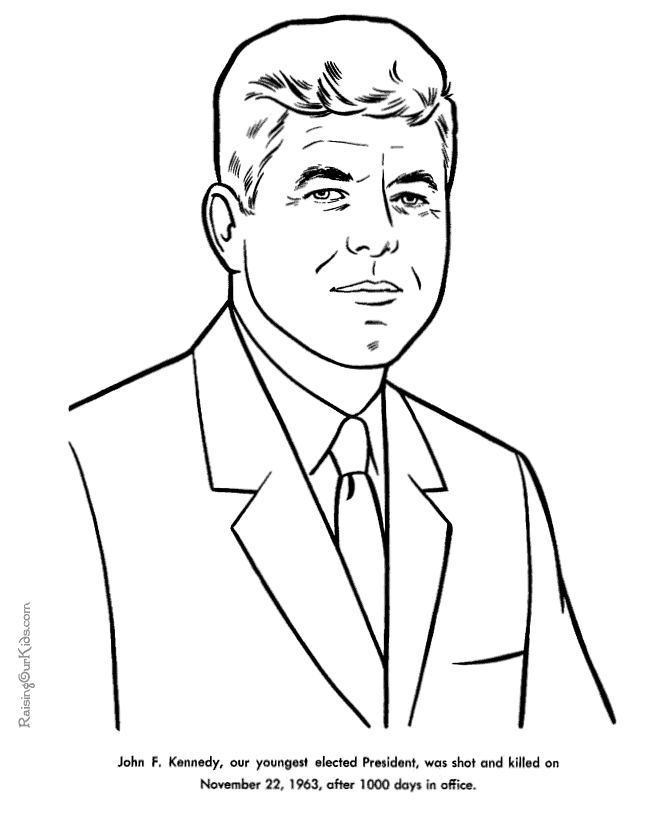 Free printable President John F. Kennedy coloring pages