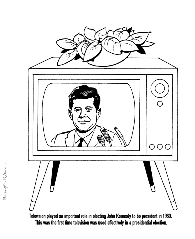 Free printable President John F. Kennedy facts and coloring picture
