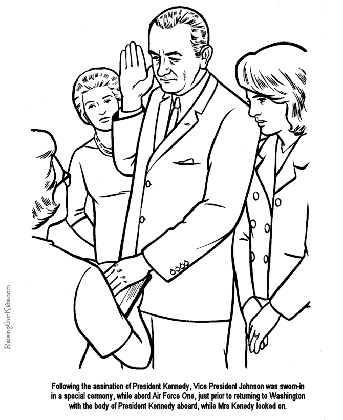Free printable President Lyndon B. Johnson biography, facts and coloring pages