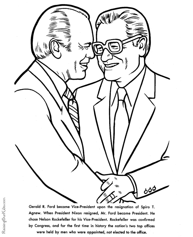 Free printable President Gerald Ford biography, facts and coloring pages