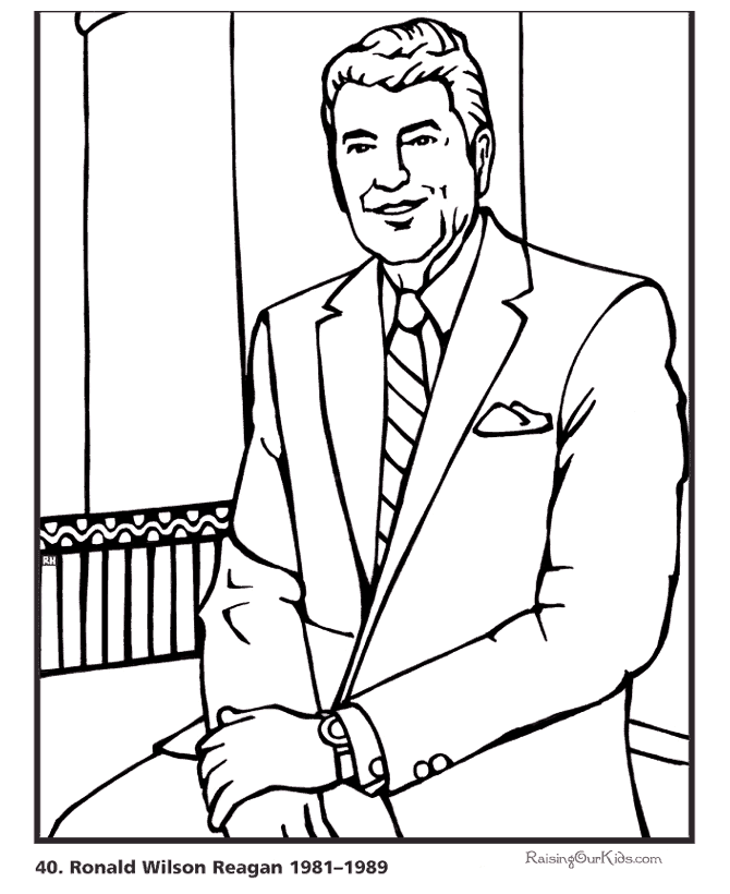 Free printable President Ronald Reagan coloring pages