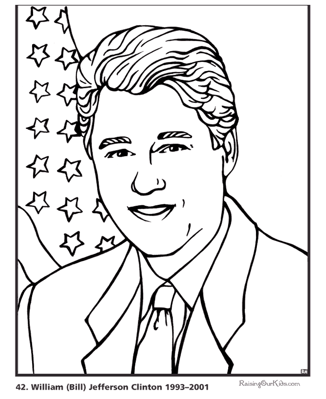 Free printable President Bill Clinton coloring pages