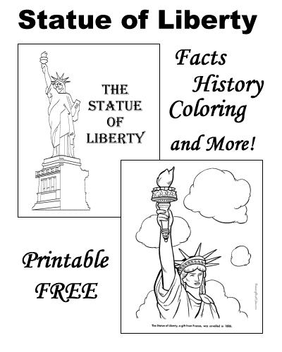 The Statue of Liberty coloring pages, facts, history, inscription, poem and more!