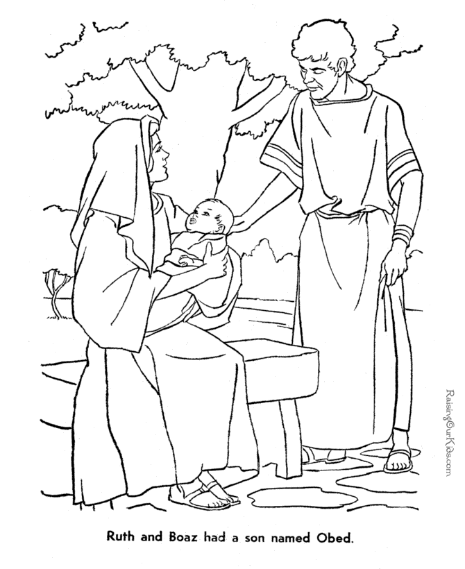 Ruth and Boaz - Bible coloring page to print