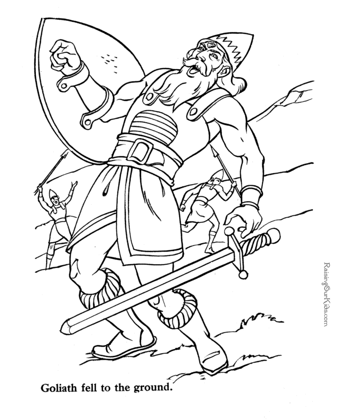 Goliath and David -  Bible coloring page to print