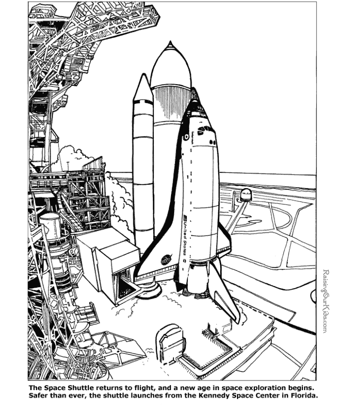 Space Shuttle coloring pages for kids