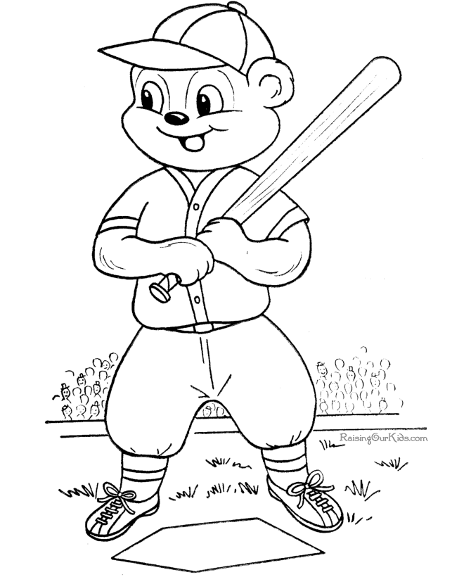 Baseball picture to print and color
