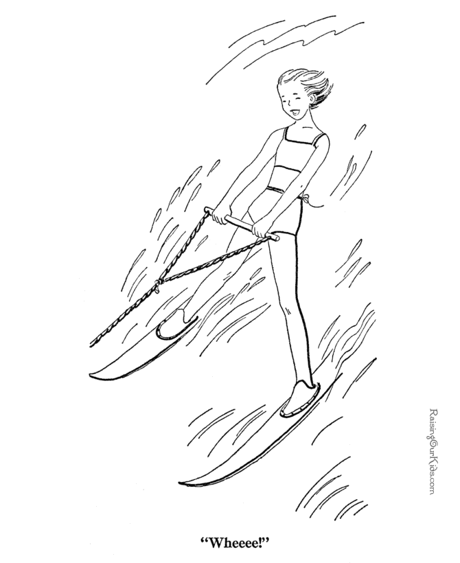 Water skiing page to print and color