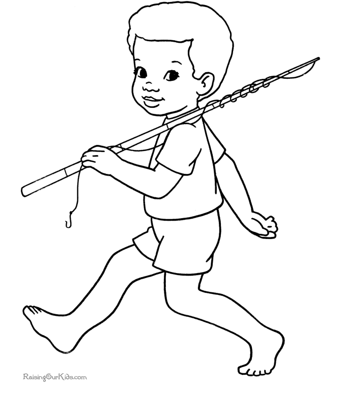 Fishing pic to print and color for kids
