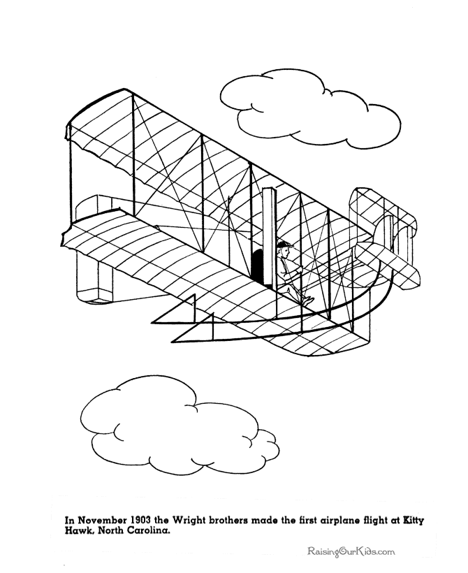 Kid Coloring Page - The first airplane