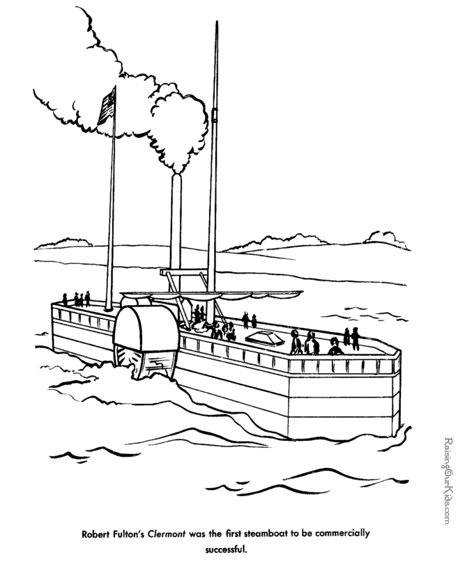 Steamboat coloring book pages