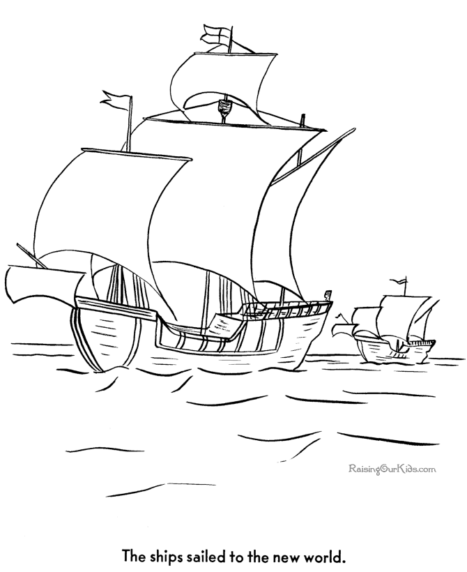 Columbus ships to color - Boat coloring page