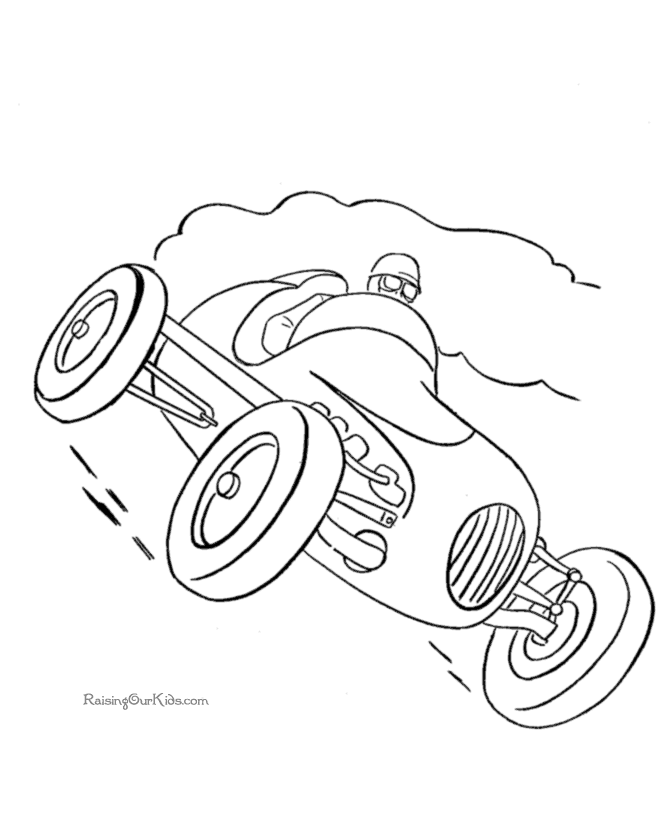 Free printable race car coloring page