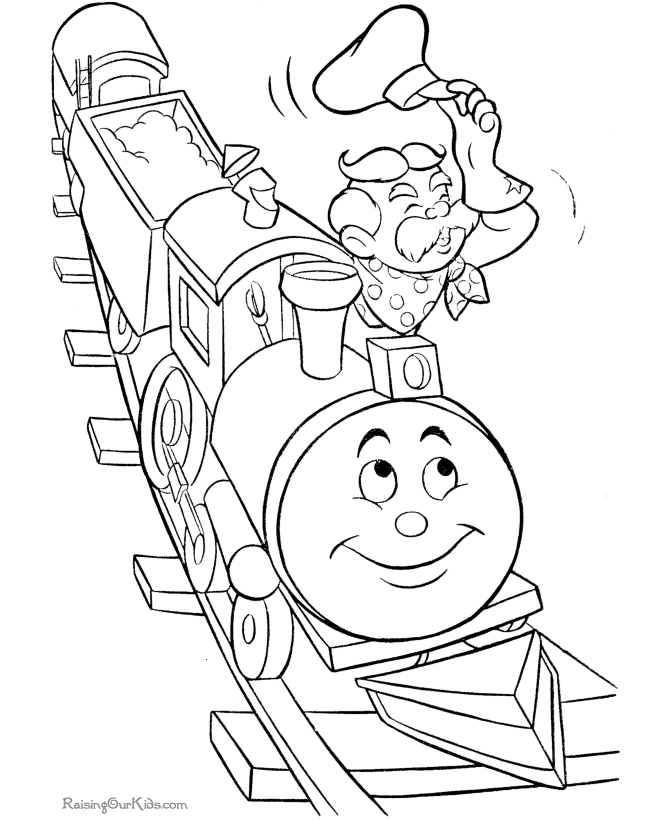 002 cute train coloring page
