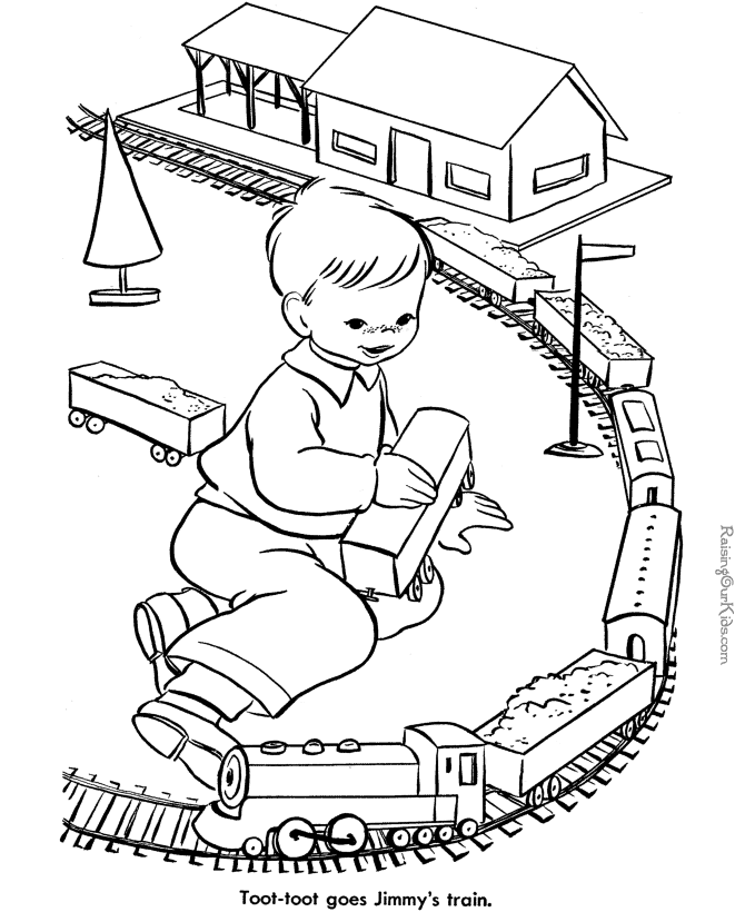Toy train coloring page